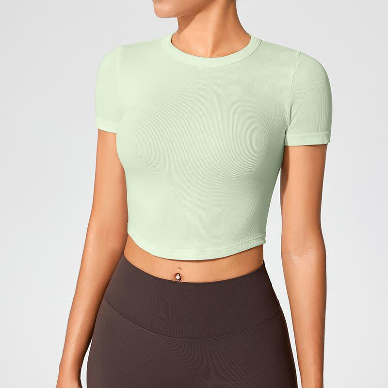 Women's Seamless Sports Top: Breathable, Short Sleeve Yoga and Running T-Shirt for Summer Fitness
