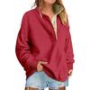 Women's Fashion Long Sleeve Solid Color Pullover Sweatshirt Casual Loose Button Sweatshirt