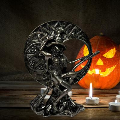 Sexy Witch Figurine Gothic Witch Ornament Desktop Decorative Witch Sculpture Gift for Witches Lovers Cabinet Mantel Decoration