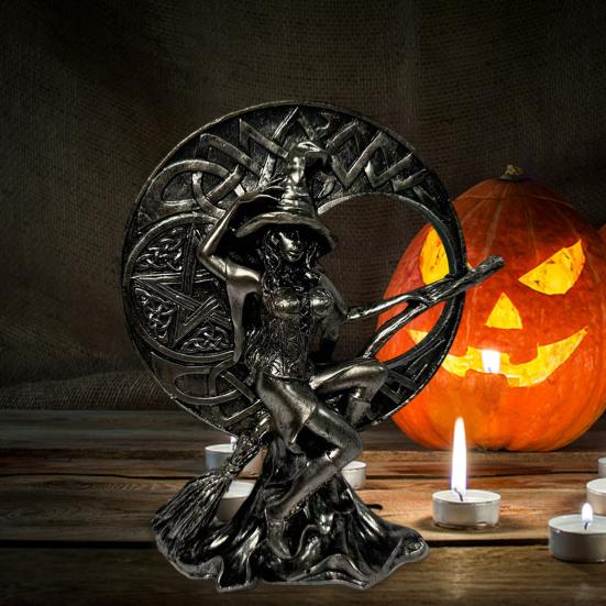 Sexy Witch Figurine Gothic Witch Ornament Desktop Decorative Witch Sculpture Gift for Witches Lovers Cabinet Mantel Decoration