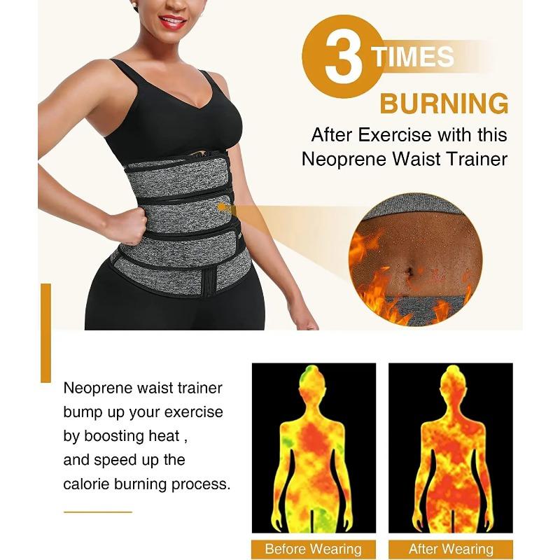 Women Waist Trainer Cincher 3 Straps - Tummy Control Sweat Girdle Workout Slim Belly Band for Weight Loss