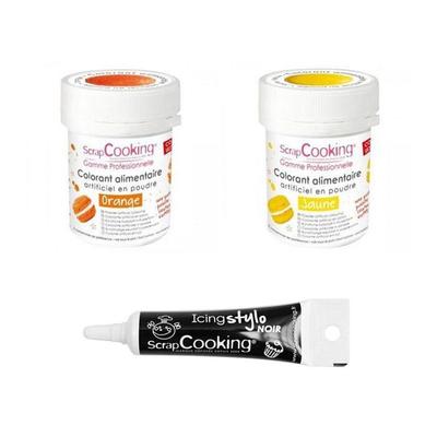 2 Orange-yellow Food Colorings + Black Icing Pen