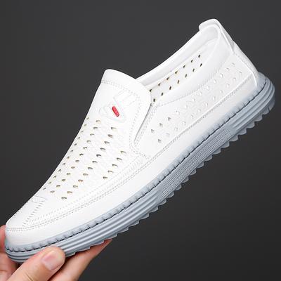 Summer One-pedal Shoes Casual Sandals Breathable Hollow Leather Shoes Men's Hole Casual Leather Shoes