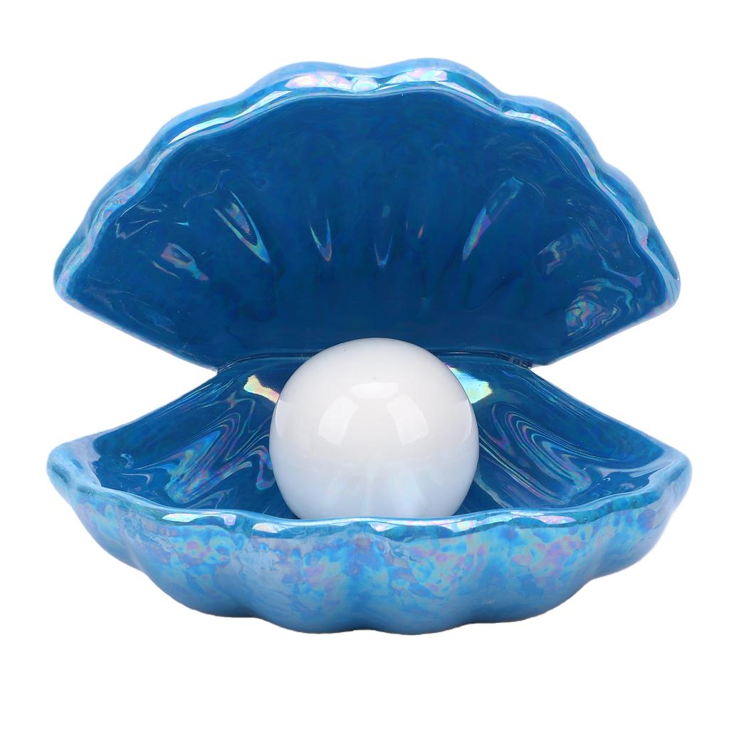 Shell Lamp Ornament Decorative Ceramic Pearl Shell Night Light Bedside LED Shell Light for Bedroom Living Room Vintage