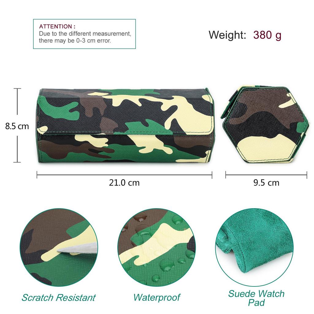 Handmade Genuine Leather Green Color Watch Case Unisex Watch Box Jewelry Display Watch Storage Organizer