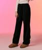 KOLEAT [Fleece Ver.] Women Winter Elastic Waist Slit Wide Slacks Pants [Black]