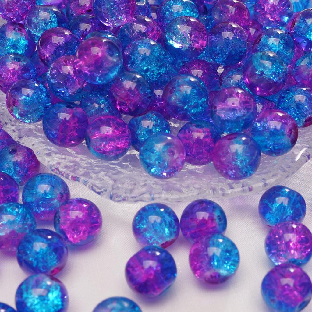 8/10mm Crackle Glass Beads for DIY Jewelry - Round Beads for Bracelets & Necklaces