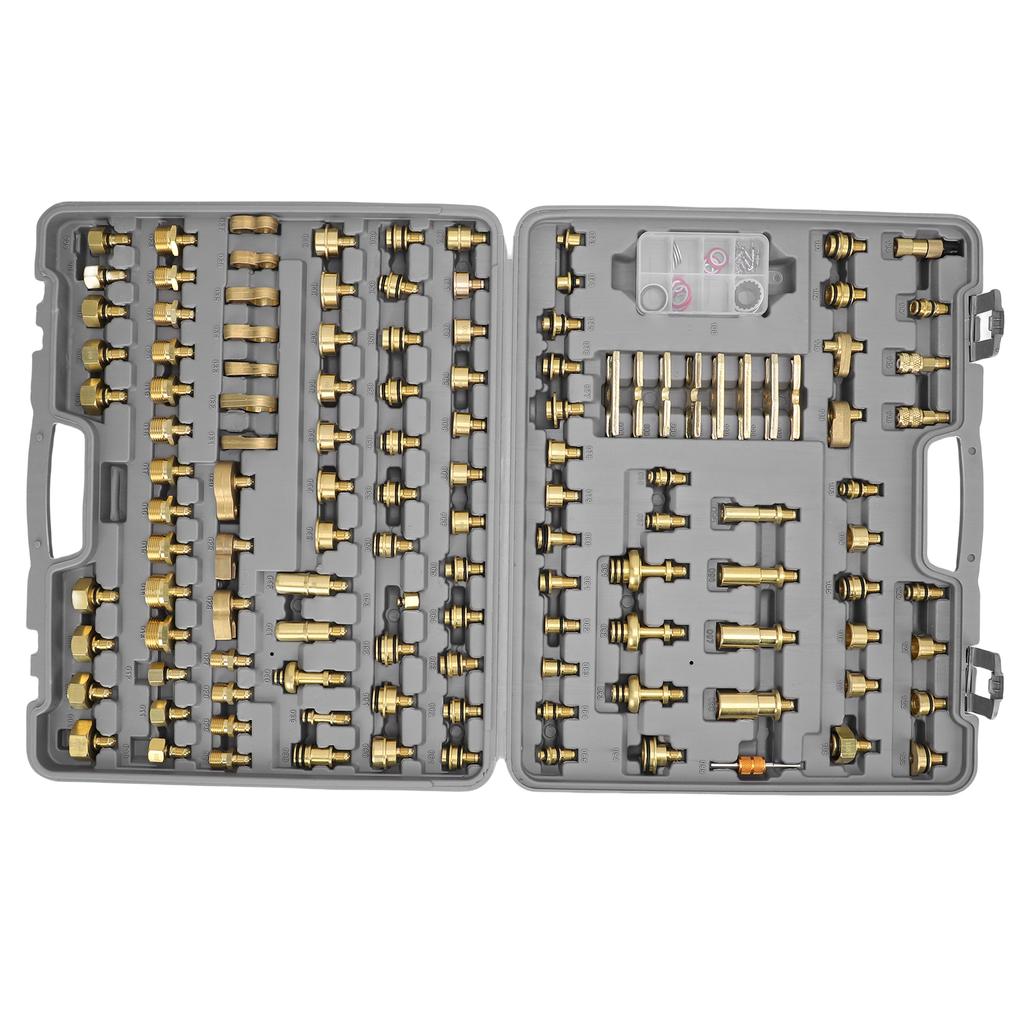 122pcs Automotive Air Conditioning Leak Test Kit Multifunction Brass AC Leak Detection Repair Tools Kit for Car Auto AC