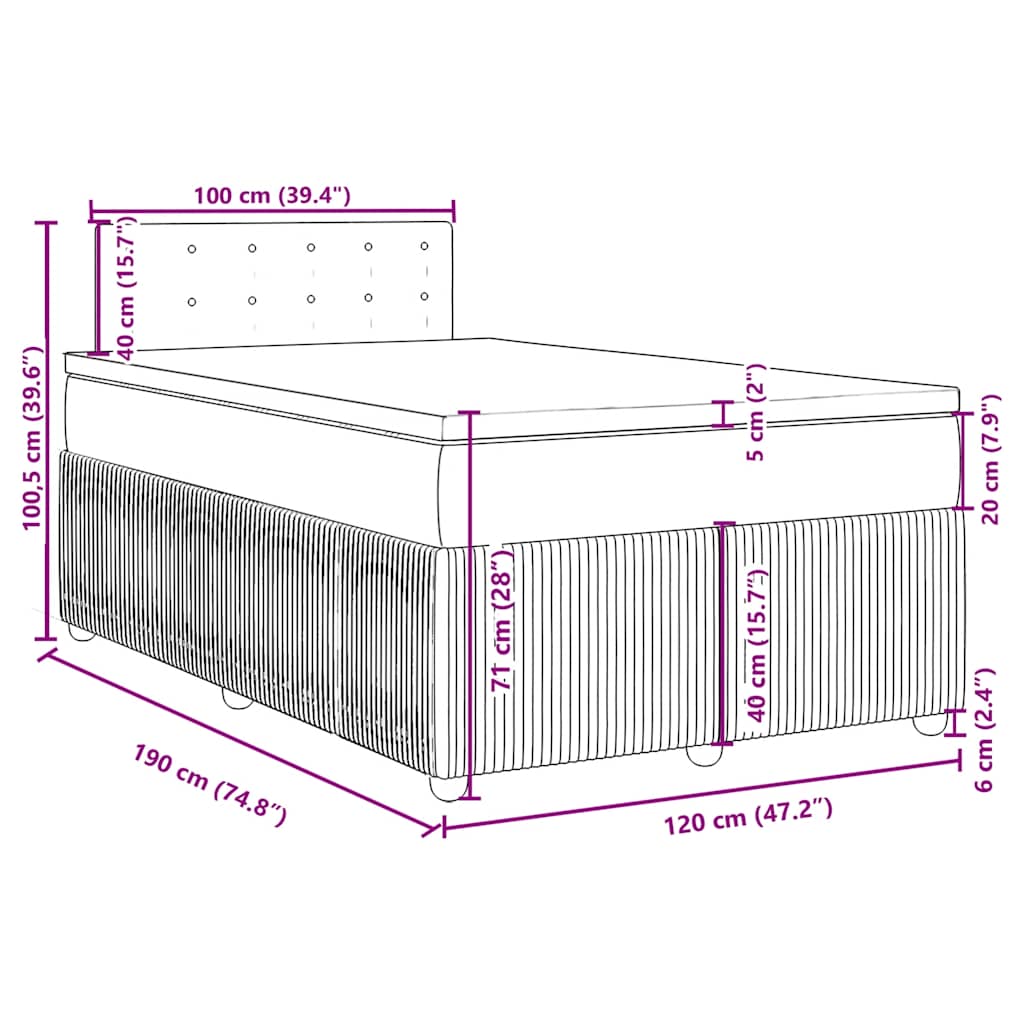 Box Spring Bed with Mattress Black 120x190 Cm Velvet