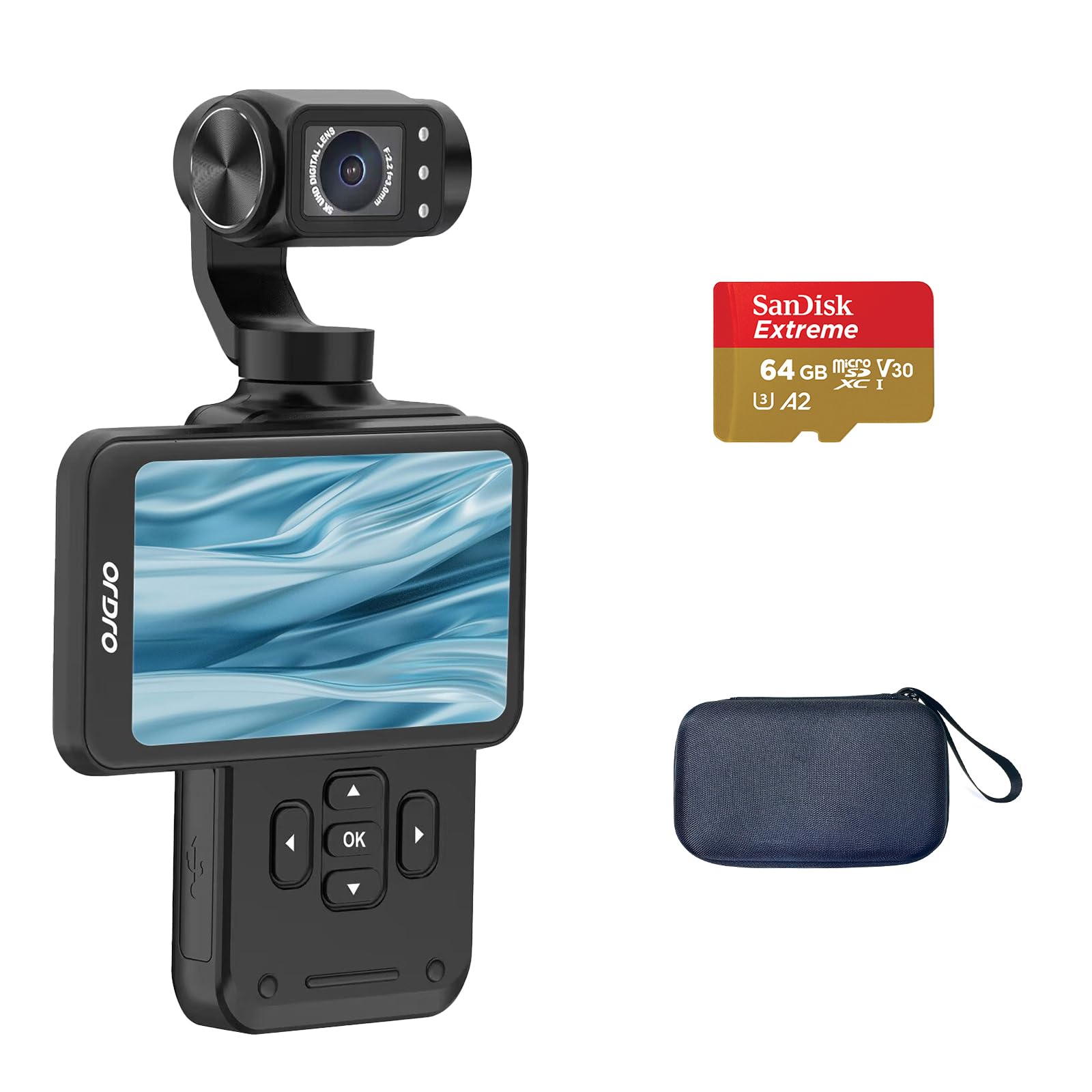 

Ordro M5 Остання 5K Стабілізатор Ручна Відеокамера з Функцією Запису Широкоформатного Зображення в Нічному Режимі ІЧ, Камера/Відеоблог 3,5-дюймовий Сенсорний Екран, 3-осьова чорний