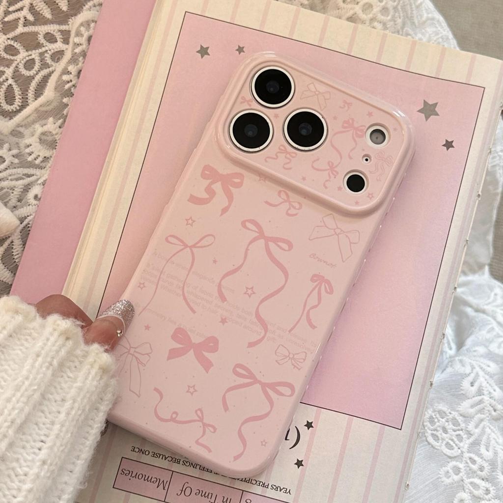 Pink bow phone case suitable for iPhone 16, iPhone 17, and iPhone 17 Pro Max