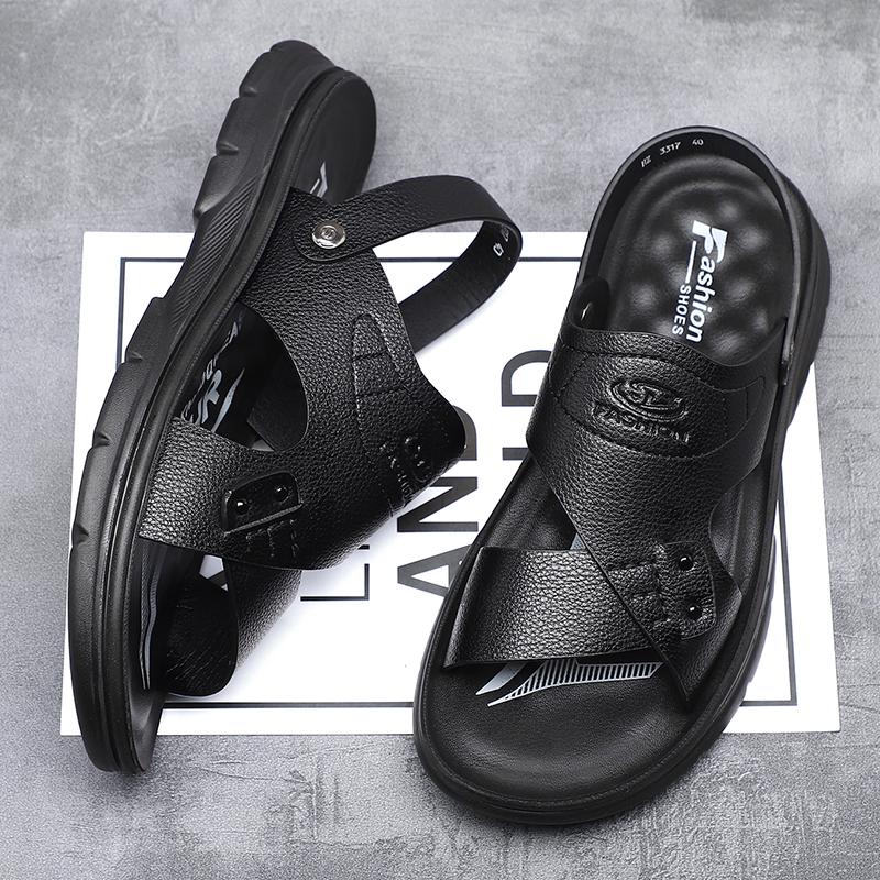 Non Slip Mens Summer Slippers Outdoor Casual Sandalias Breathable Beach Shoes Comfy Walking Sandals Dual-Purpose Male Half Drag