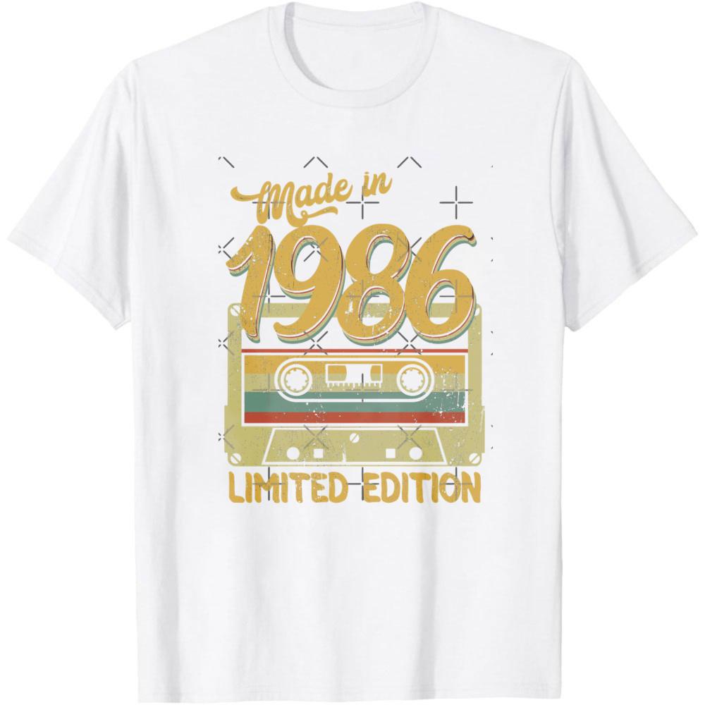 Made in 1986 Limited Edition Cassette Tape Design Men T-Shirt Vintage Retro Style Casual Wear for Birthday Gift for Him