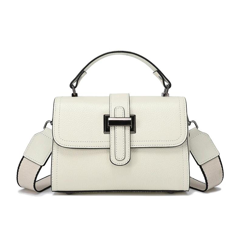 Genuine Cowhide Top Handle Bag for Women Simple Fashion Envelope Style Luxury Designer Small Crossbody Shoulder Bag