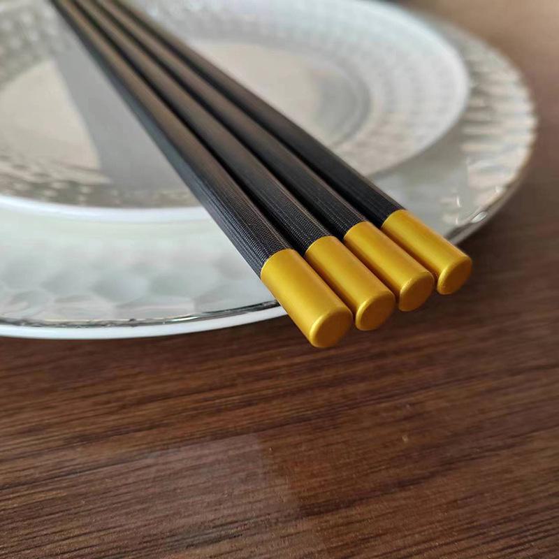 Luxurious Morandi Dark Green Non-Slip Porcelain Chopsticks for Home and Hotel Use, Mildew-Proof and Stylish Alloy Handles.
