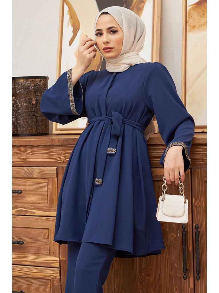 Muslim Women's Fashion 2-Piece Set: Hot Drilling Loose Top & Flared Pants