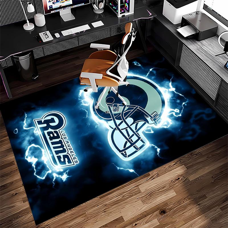 Los Angeles Rams Logo Print Area Rug - Soft, Washable Non-Slip Indoor Mat for Office Chairs, Living Room, Home Office Decorative Rug