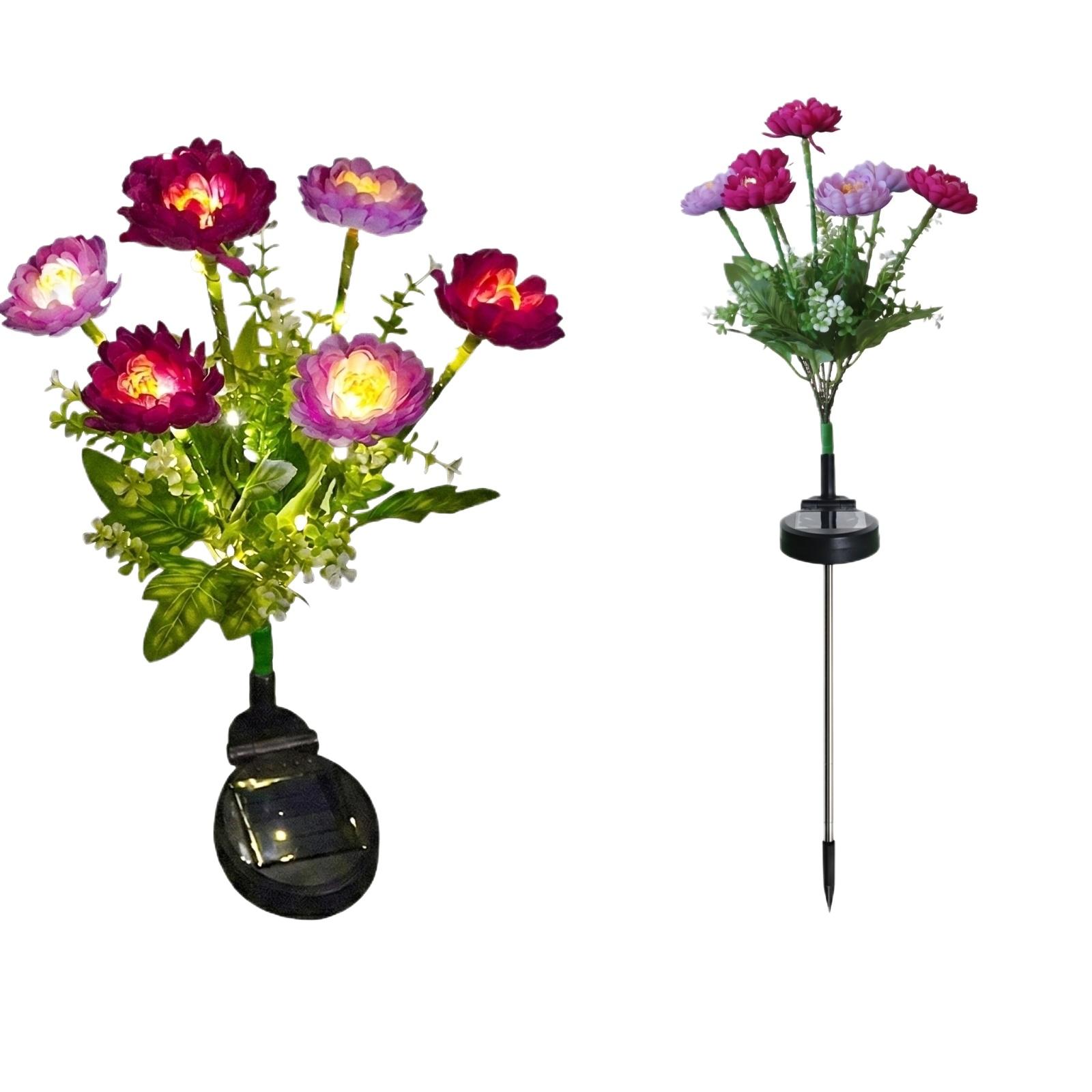 

Solar Powered Lotus Flower Outdoor Stake Light Artificial Flower Garden Decoration Waterproof LED Pathway Lighting for Yard Lawn Patio Landscape One Size