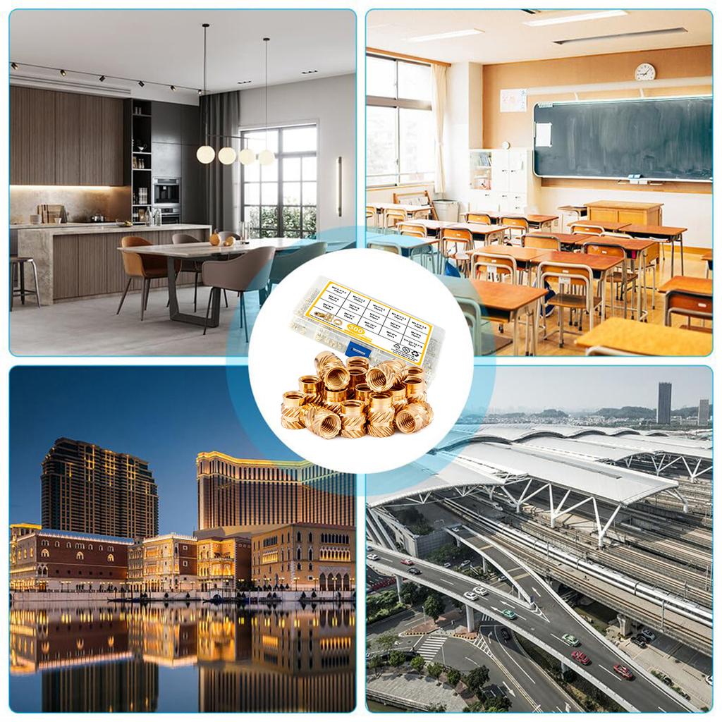 300 Pcs Metric Threaded Inserts 2/2.5/3/4/5/6mm Knurled Female Thread Nuts Inserts Brass Embedding Nuts Durable