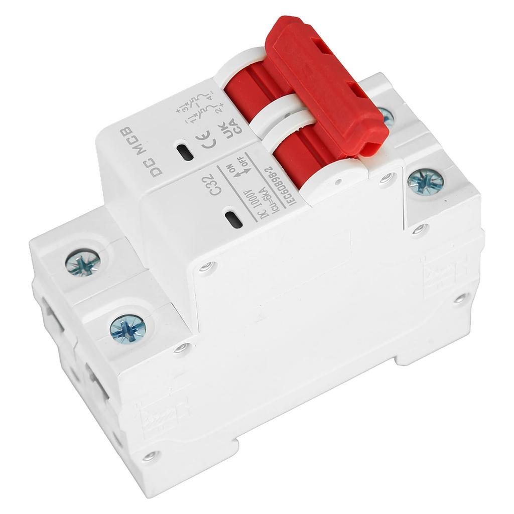 DC Miniature Circuit Breaker 2P 32A DIN Rail Mount DC1000V 6000A Segmented Capacity for Solar PV