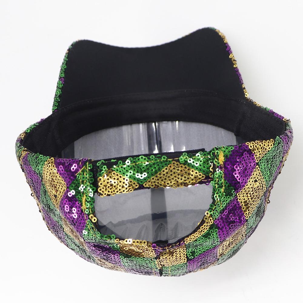 Pailletten Baseballkappe Glitzer Spaßhut für Mardi Gras Partys und Festivals Pride Accessoires Kostüm Trucker-Kappe Rap Cap für Herren