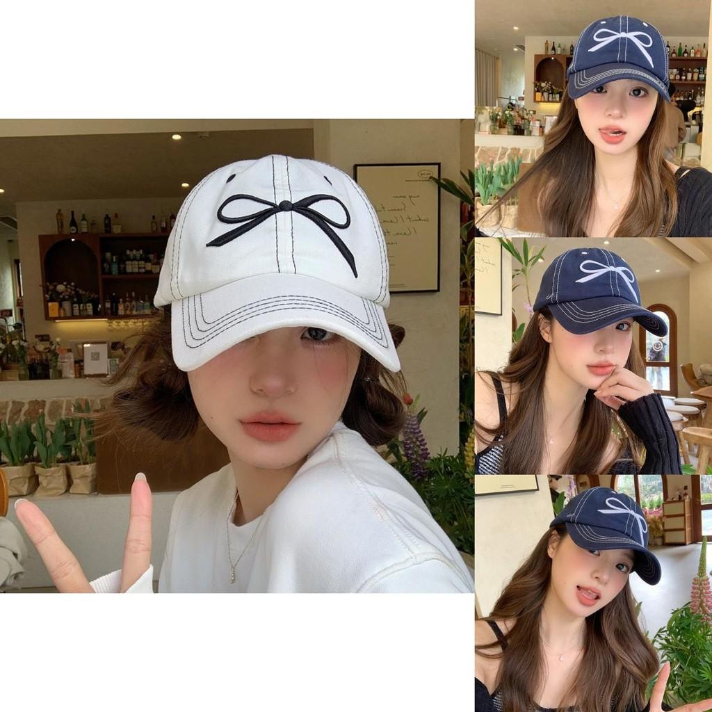 Bowknot Stylish Embroidered Baseball Cap For Women Adjustable Soft Top Spring Summer