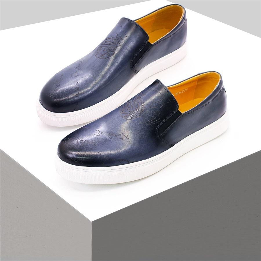 

Fashion Luxury men s shoes Leather latex cushioned elastic c asual shoes New dress shoes Everyday party shoes A 37 синий