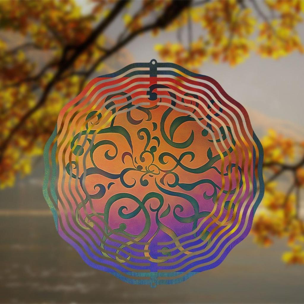 360 Degree Hanging Hook 10 Inch Metal Wind Spinner Vibrant Rainbow Art Design for Garden Patio Balcony Decor All Season Outdoor Gift