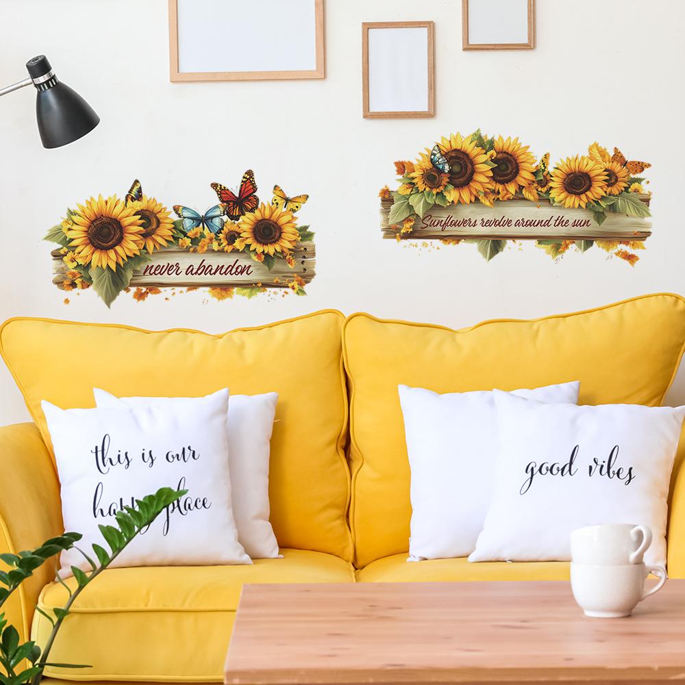 Creative Sunflower English Slogan Bedroom Living Room Entrance Hall Home Background Beautification Wall Stickers