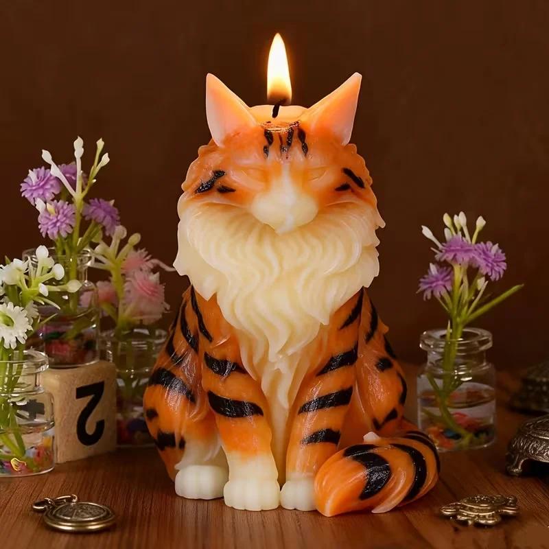 3D Sitting Cat Candle Silicone Mold DIY Cute Kitten Soap Gypsum Resin Handicraft Resin Cement Mold for Handmade Crafts