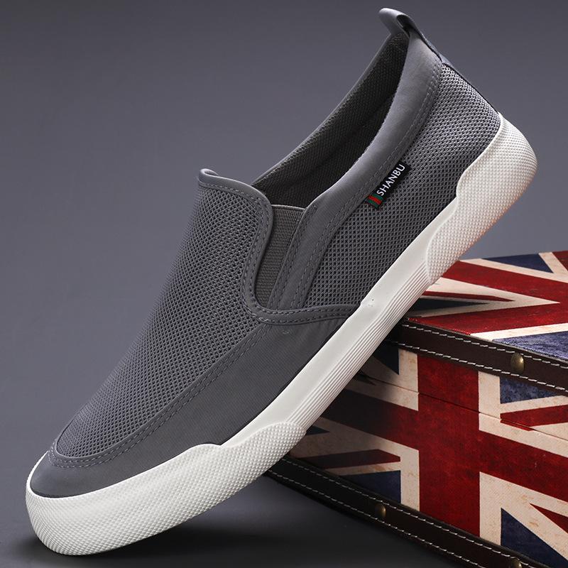 Men'S Shoes Trendy Fashion Comfortable Flat Baseplate Shoes Flat Sole One Pedal Canvas Shoes