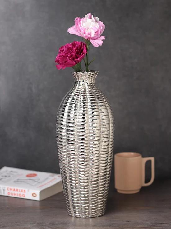 Serene Metallica Vase Silver | 14 X 14 X 31 Cm