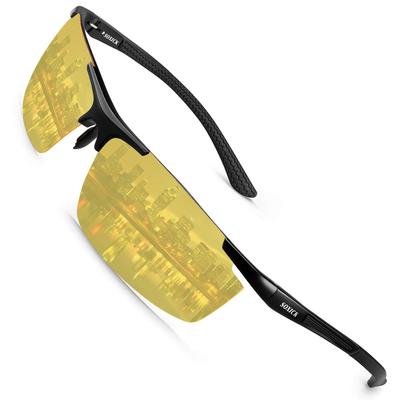 [SOXICK] Night Driving Sunglasses for Men, UV Protection, Yellow Polarized Lenses, Rainproof, Unisex