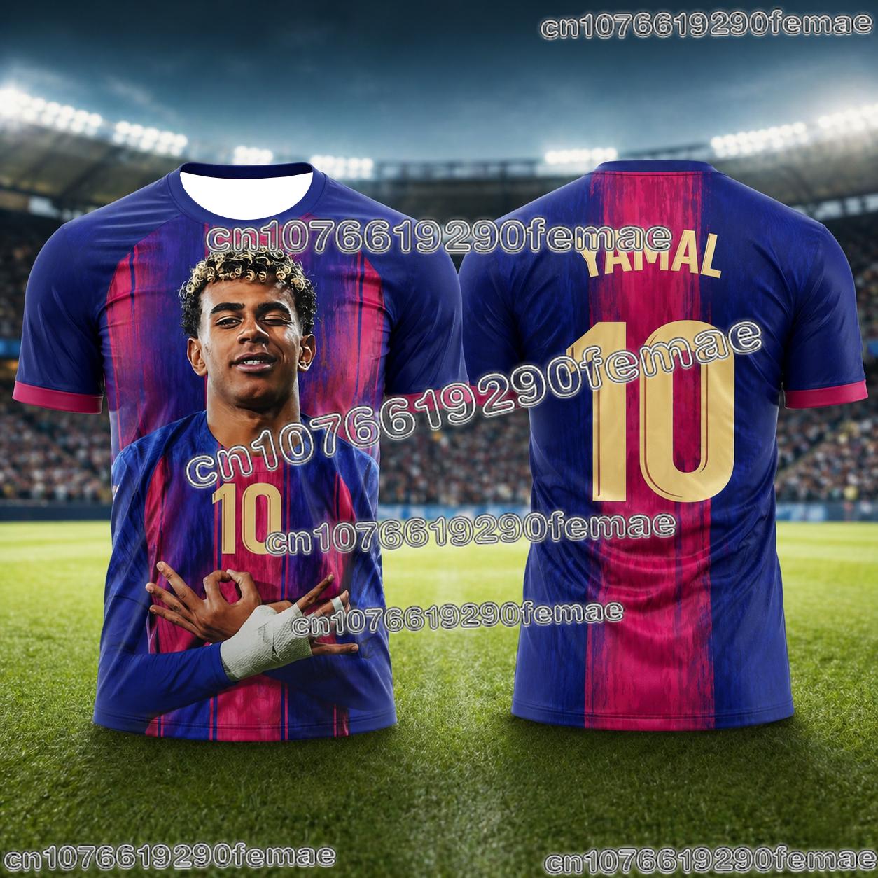 Lamine Yamal Fan Edition Kinder Fußballtrikot Neu Atmungsaktiv Schweißableitend Kurzarm Fußballhemd Für den Alltag M