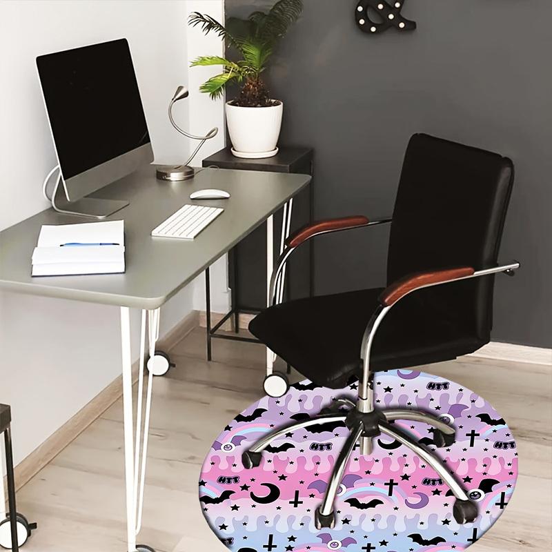 

1pc Halloween-themed pattern with bats, stars, Round carpet, Made of Polyester,Perfect for Decorating Office Chairs, Living Rooms,fplt021 80cm by 80cm