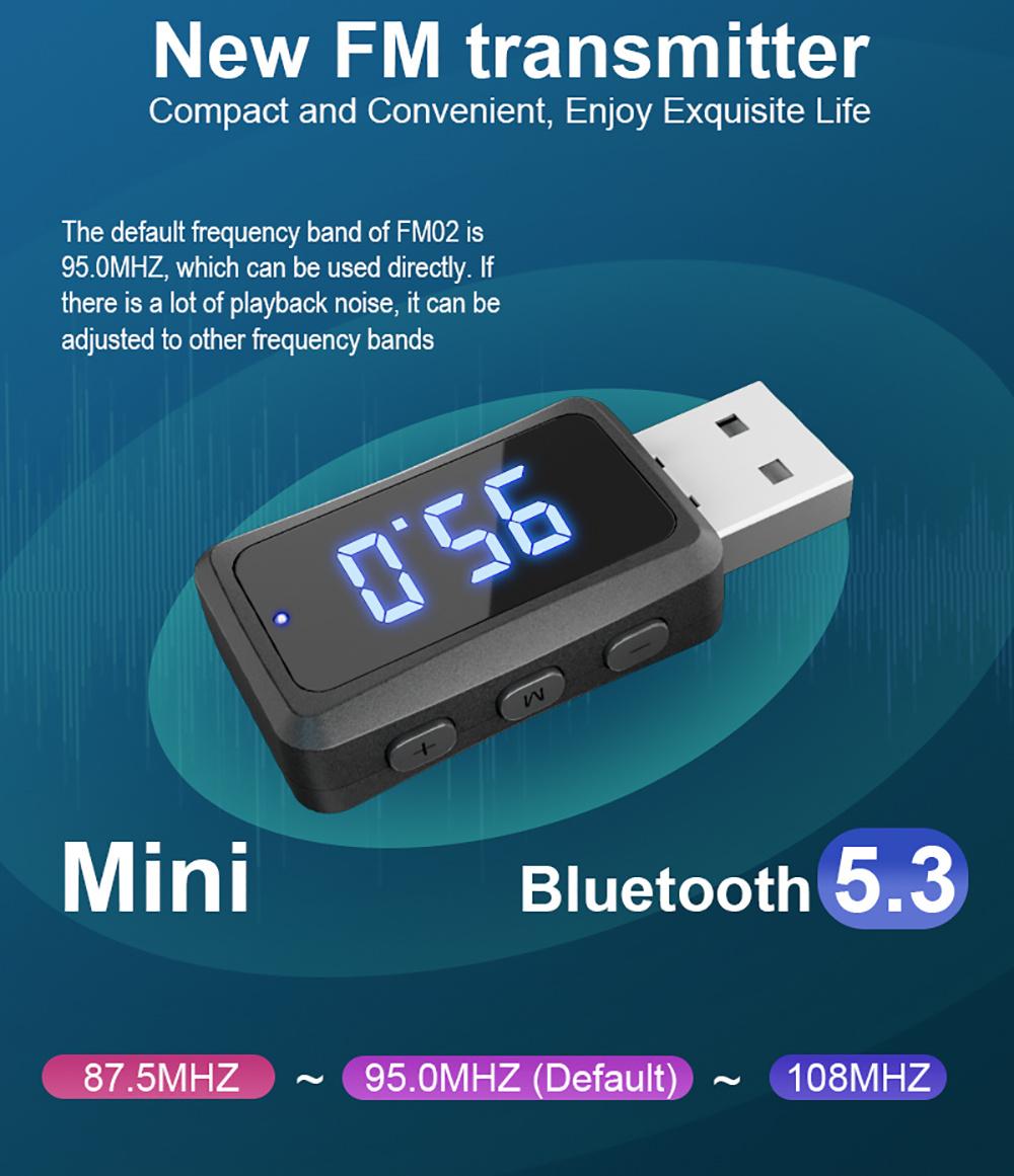 

Автомобильный Bluetooth 5.3 FM передатчик приемник громкой связи мини USB адаптер беспроводной питания авто аудио для автомобиля FM радио