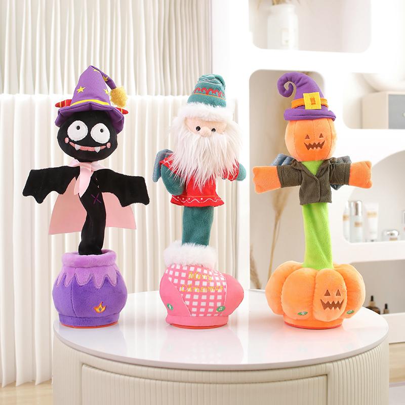 Creative 40cm Electric Plush Dolls Dancing Animals Super Soft Dolls Cartoon Santa Claus Bats Pumpkin Toy Halloween Birthday Gift