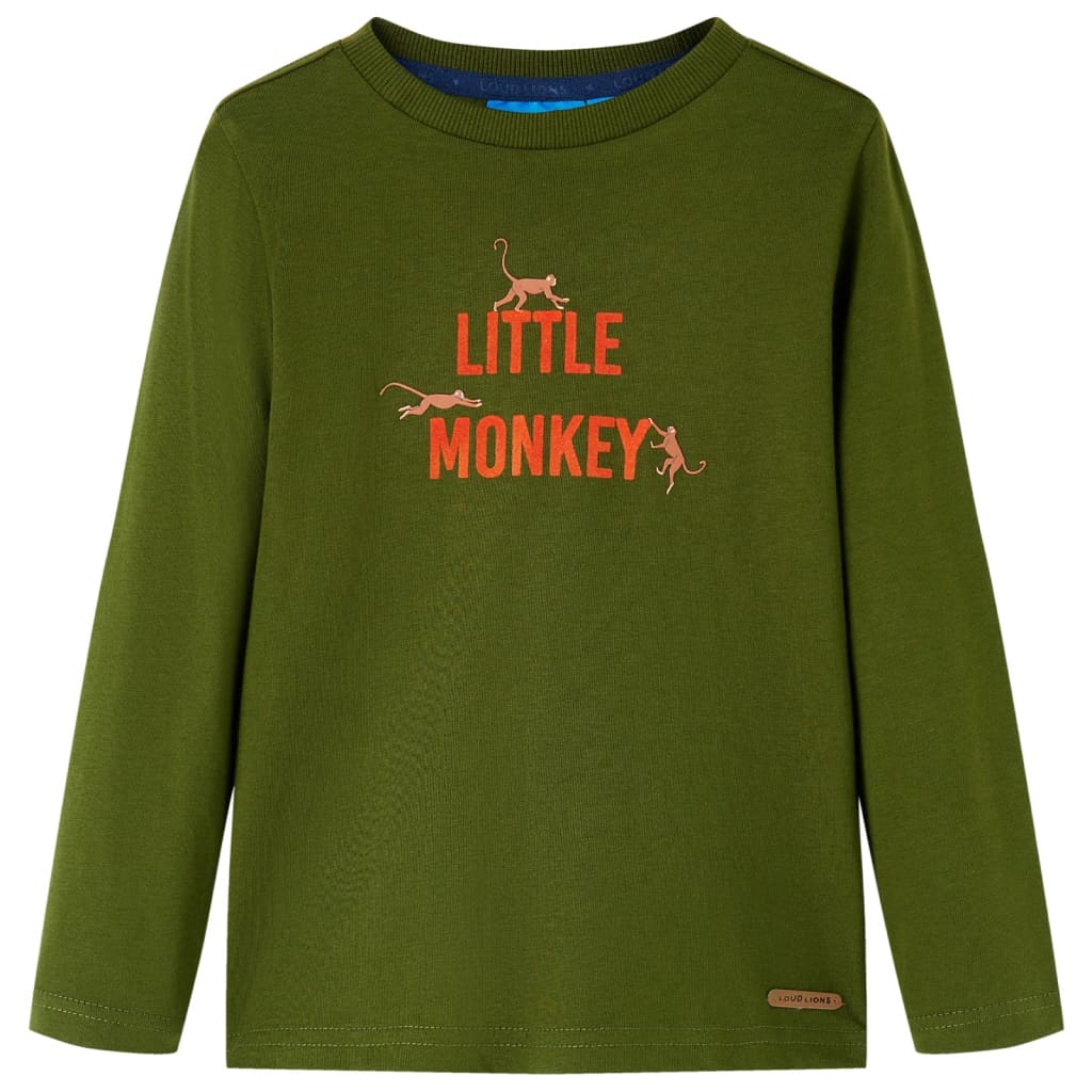Kinder Langarmshirt Dunkles Khaki 128