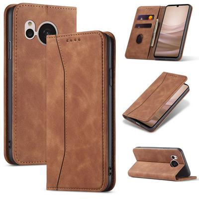 Vintage Leather Protective Cover for Sharp Aquos Sense7 Plus, Sense8. Magnetic Closure for Added Security. Stylish and Durable.