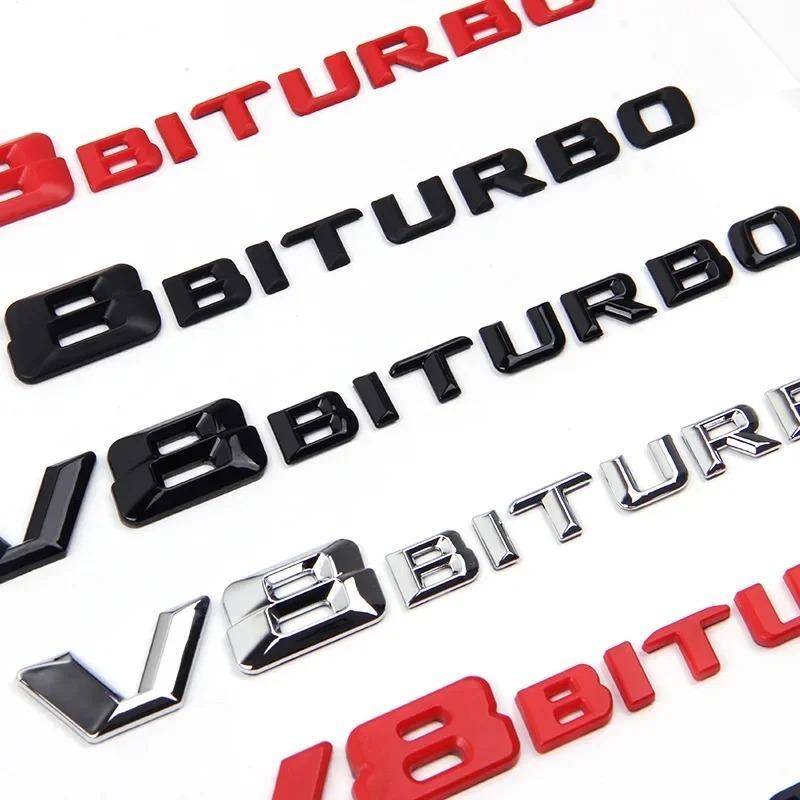 3D ABS Buchstaben Autoaufkleber Kotflügel Seite V8 BITURBO Emblem Plakette Für Mercedes C63 G63 GLE63 S63 W222 W223 W205 W204 Zubehör
