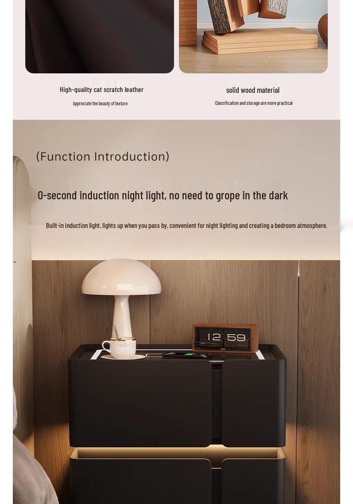 New High-End Smart Bedside Table with Light: Personalized Modern Storage for Bedroom