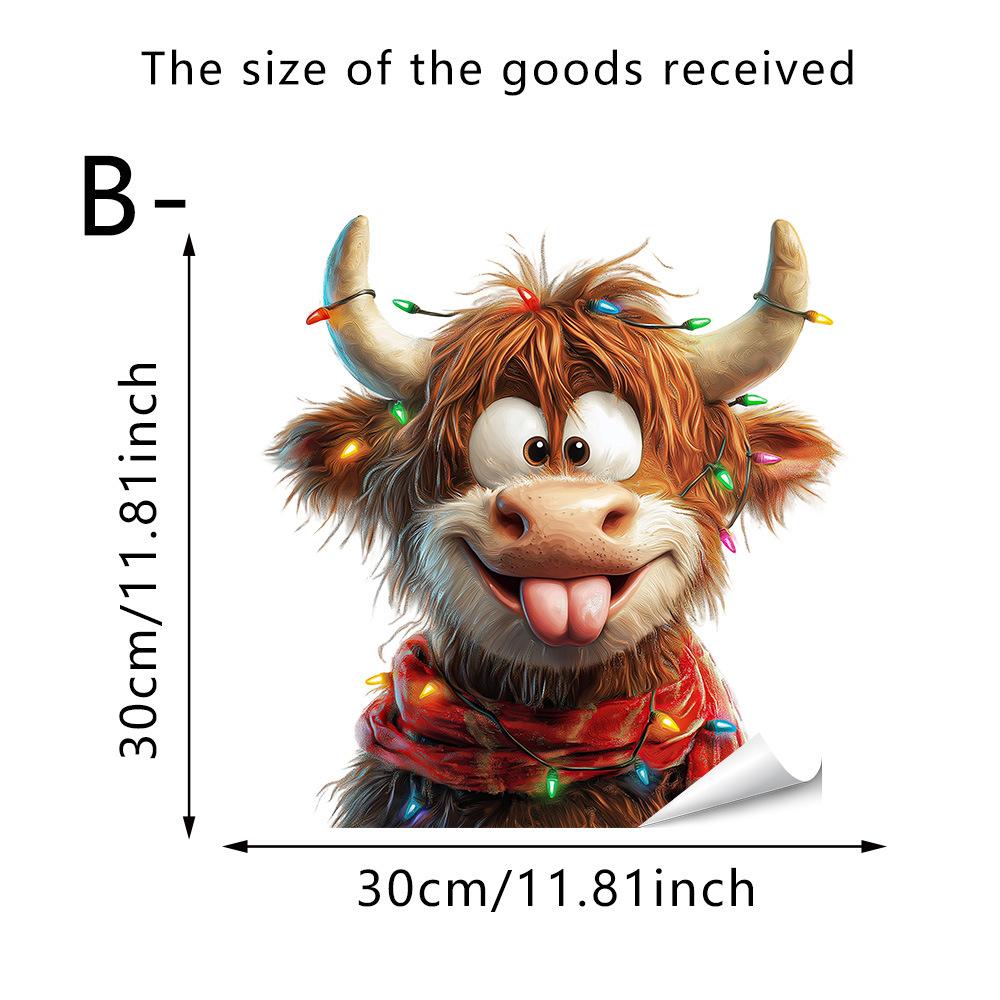 1PC Christmas Cute Animal Calf Window Decals Shop Window Atmosphere Decorations Self-adhesive Vinyl Decals for Home Living Room