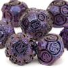 7-teiliges violett-schwarzes Zahnrad-Metallwürfel-Set aus solidem polyedrischem Metall, geeignet für Rollenspiele, RPG-Brettspiele, Kartenspiele