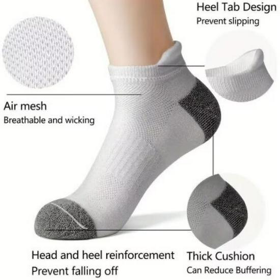 Herren Atmungsaktive Mesh Anti-Geruch Sport Knöchelsocken - Schwarz & Weiß, Sommer Dünner Stil