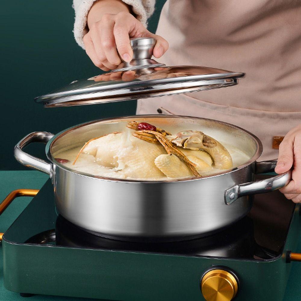 Thickened Stainless Steel Stew Pot Flat-bottomed Milk Pot Household Hot Pot  Kitchen Cookware