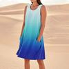 Women's Fashion Casual Gradient Print Sleeveless Pocket Beach Dress
