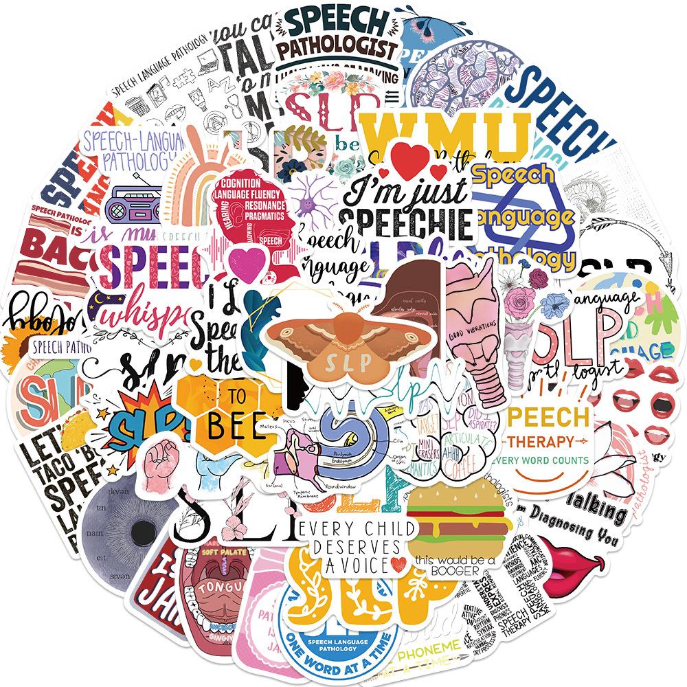 56 Language Pathology SLP Graffiti Stickers Decorate Guitar Suitcase DIY Waterproof Stickers
