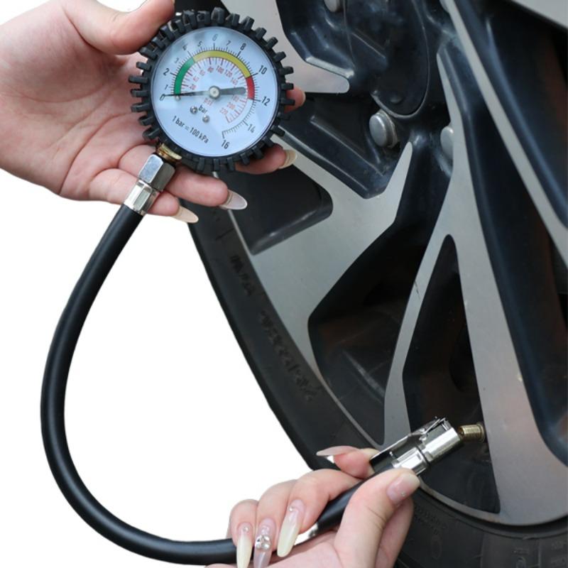 220PSI Car Motorcycle Multifunctional Tire Air Pressure Monitoring Gauge Tester Air Compressor Dial Meter Inflator Pump Tools
