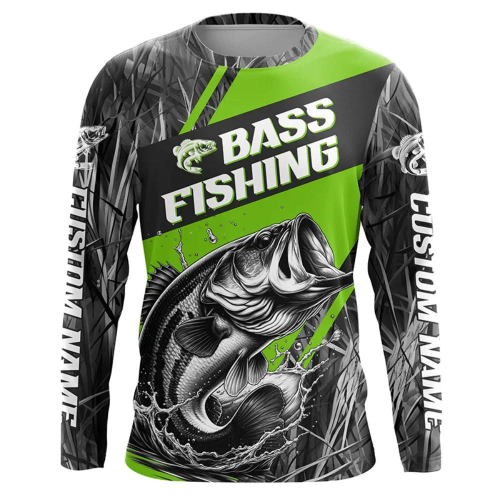 Men's 3D Bass Fishing Long Sleeve T-Shirt Moisturizing Core Sports