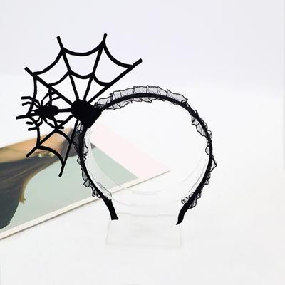 Yousheng Halloween Spinnennetz Kostüm für Damen Schwarzes Spitzen-Stirnband Choker Handschuhe Spinnennetz-Umhang Maske Oberschenkelhohe Lange Strümpfe für Karnevalskostüm